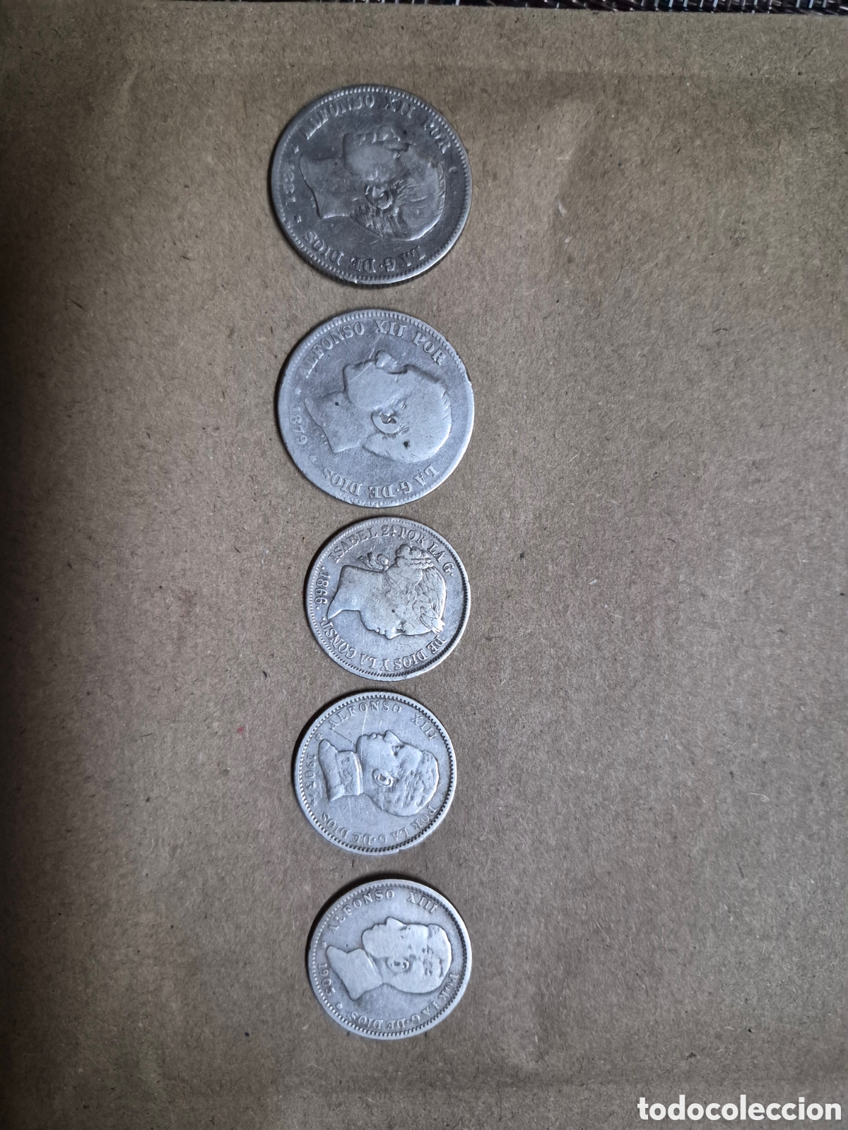 Monedas de Espa&ntilde;a: Monedas de plata antiguas, Alfonso Xll, Xlll y Isabel ll