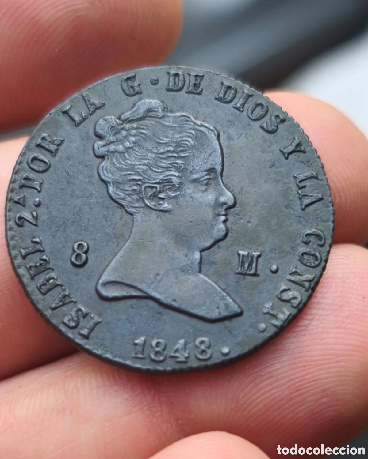 Monedas de Espa&ntilde;a: Isabel II 1848 8 maravedis Segovia