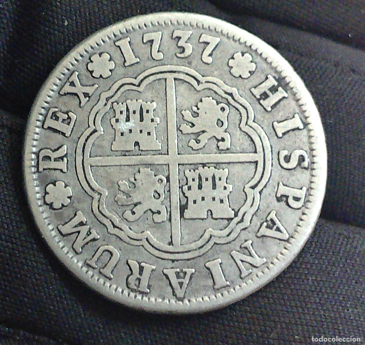 Monedas de Espa&ntilde;a: 2 Reales Felipe V Moneda Espa&ntilde;ola Cruz Plata Espa&ntilde;a 1737 Madrid JF