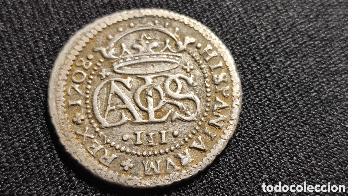 Monedas de Espa&ntilde;a: 2 reales de plata de 1708 Carlos III