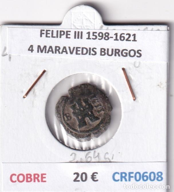 Monedas de Espa&ntilde;a: CRF0608 MONEDA ESPA&Ntilde;A FELIPE III 1598-1621 4 MARAVEDIS BURGOS COBRE