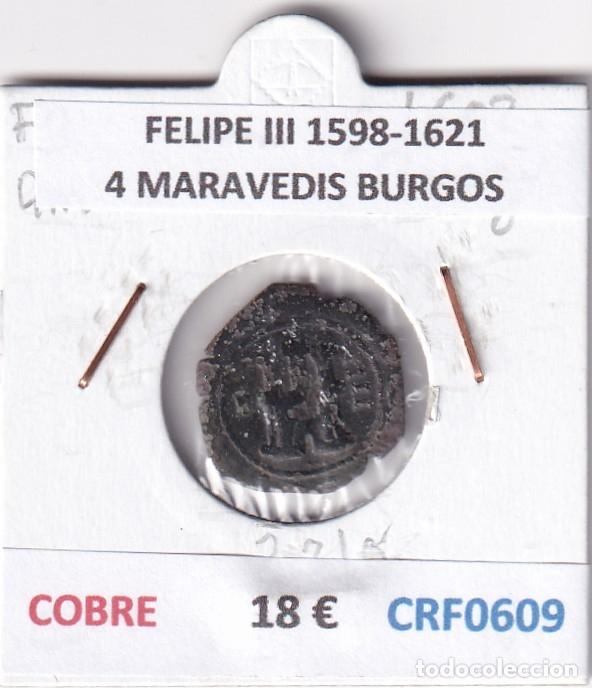 Monedas de Espa&ntilde;a: CRF0609 MONEDA ESPA&Ntilde;A FELIPE III 1598-1621 4 MARAVEDIS BURGOS COBRE
