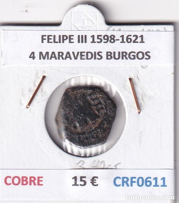 Monedas de Espa&ntilde;a: CRF0611 MONEDA ESPA&Ntilde;A FELIPE III 1598-1621 4 MARAVEDIS BURGOS COBRE