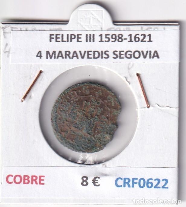 Monedas de Espa&ntilde;a: CRF0622 MONEDA ESPA&Ntilde;A FELIPE III 1598-1621 4 MARAVEDIS SEGOVIA COBRE