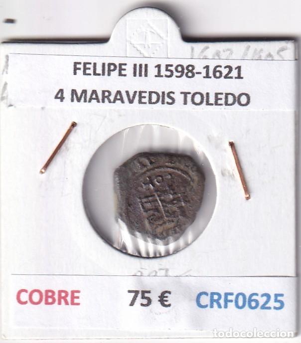 Monedas de Espa&ntilde;a: CRF0625 MONEDA ESPA&Ntilde;A FELIPE III 1598-1621 4 MARAVEDIS TOLEDO COBRE