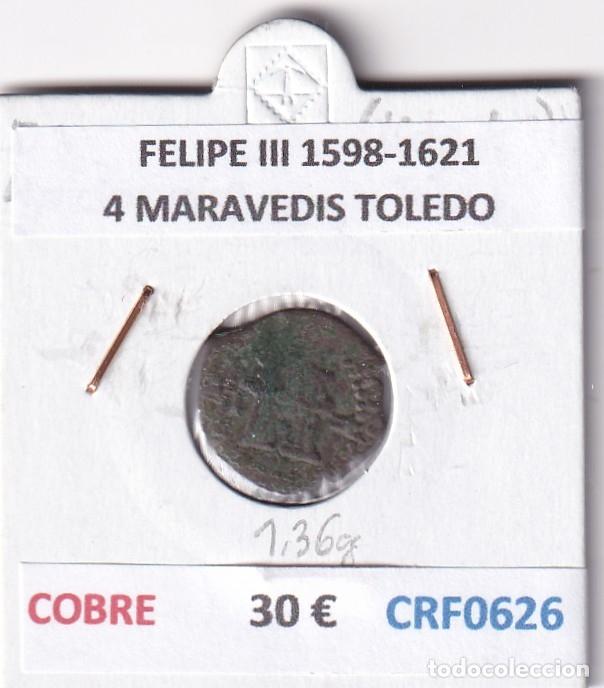 Monedas de Espa&ntilde;a: CRF0626 MONEDA ESPA&Ntilde;A FELIPE III 1598-1621 4 MARAVEDIS TOLEDO COBRE