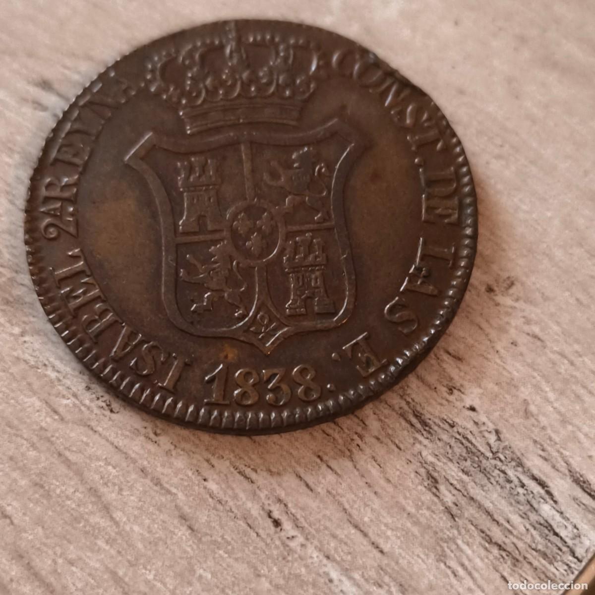 Monedas de Espa&ntilde;a: 6 cuartos de 1838 isabel ll - Foto 2