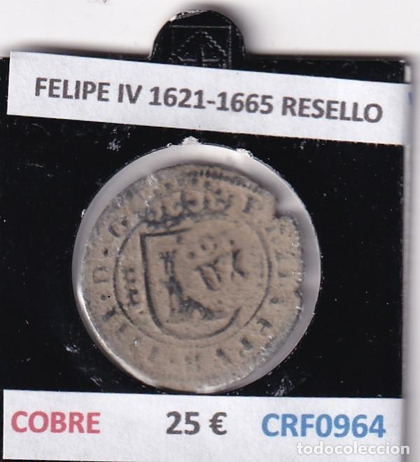 Monedas de Espa&ntilde;a: CRF0964 MONEDA ESPA&Ntilde;A FELIPE IV 1621-1665 RESELLO COBRE