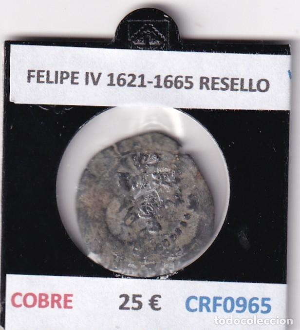 Coins of Spain: CRF0965 MONEDA ESPA&Ntilde;A FELIPE IV 1621-1665 RESELLO COBRE