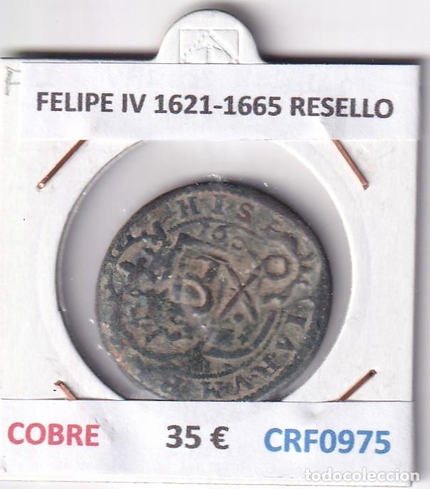 Coins of Spain: CRF0975 MONEDA ESPA&Ntilde;A FELIPE IV 1621-1665 RESELLO COBRE