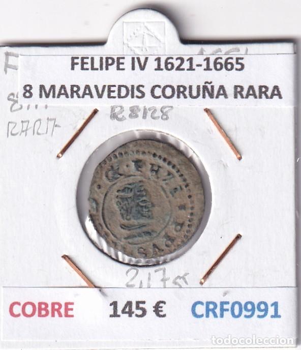 Coins of Spain: CRF0991 MONEDA ESPA&Ntilde;A FELIPE IV 1621-1665 8 MARAVEDIS CORU&Ntilde;A RARA COBRE