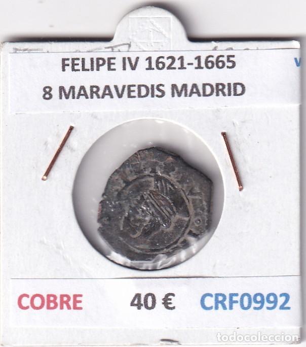 Coins of Spain: CRF0992 MONEDA ESPA&Ntilde;A FELIPE IV 1621-1665 8 MARAVEDIS MADRID COBRE