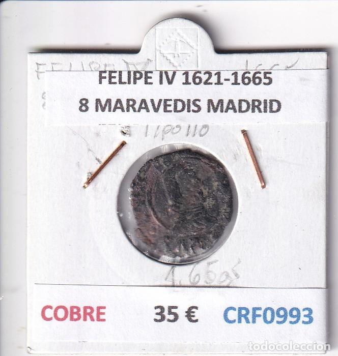 Coins of Spain: CRF0993 MONEDA ESPA&Ntilde;A FELIPE IV 1621-1665 8 MARAVEDIS MADRID COBRE