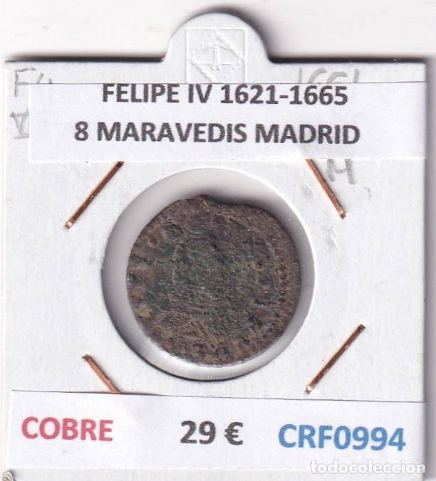 Coins of Spain: CRF0994 MONEDA ESPA&Ntilde;A FELIPE IV 1621-1665 8 MARAVEDIS MADRID COBRE