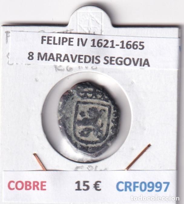 Coins of Spain: CRF0997 MONEDA ESPA&Ntilde;A FELIPE IV 1621-1665 8 MARAVEDIS SEGOVIA COBRE