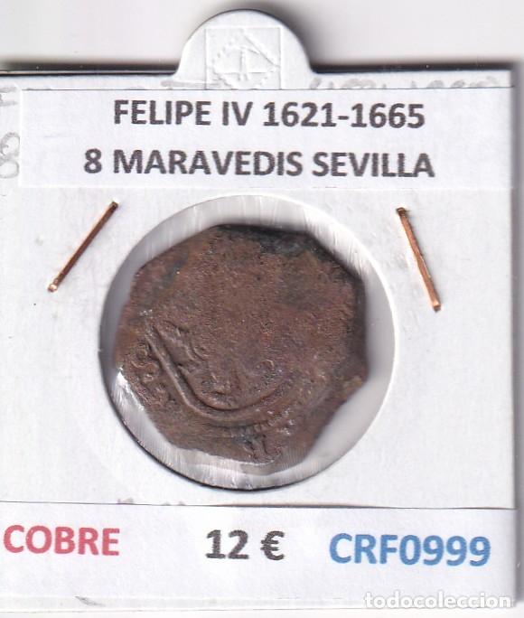 Coins of Spain: CRF0999 MONEDA ESPA&Ntilde;A FELIPE IV 1621-1665 8 MARAVEDIS SEVILLA COBRE