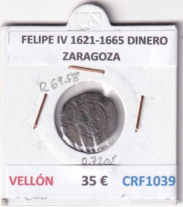 Monedas de Espa&ntilde;a: CRF1039 MONEDA ESPA&Ntilde;A FELIPE IV 1621-1665 DINERO ZARAGOZA VELLON