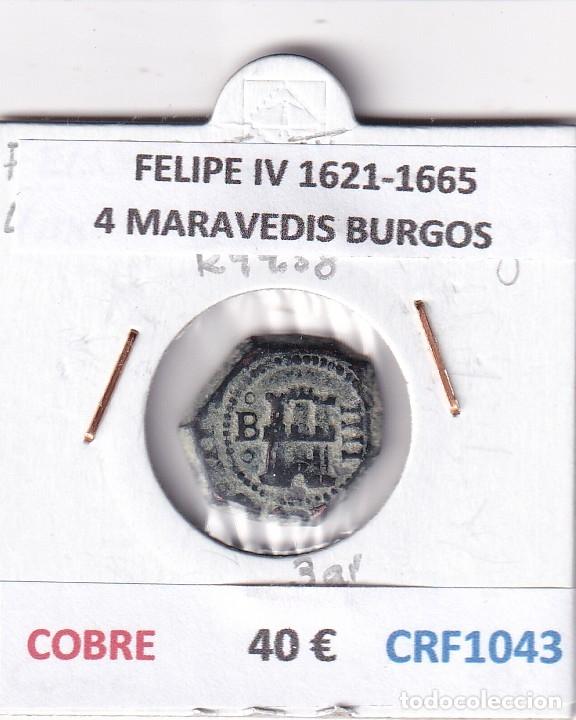 Monedas de Espa&ntilde;a: CRF1043 MONEDA ESPA&Ntilde;A FELIPE IV 1621-1665 4 MARAVEDIS BURGOS COBRE