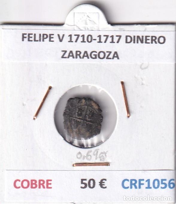 Monedas de Espa&ntilde;a: CRF1056 MONEDA ESPA&Ntilde;A FELIPE V 1710-1717 DINERO ZARAGOZA COBRE