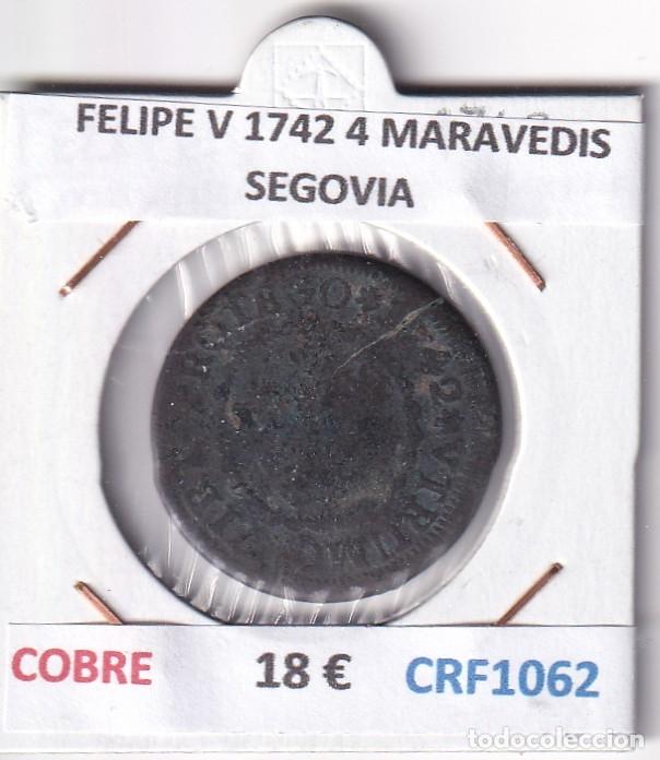 Monedas de Espa&ntilde;a: CRF1062 MONEDA ESPA&Ntilde;A FELIPE V 1742 4 MARAVEDIS SEGOVIA COBRE