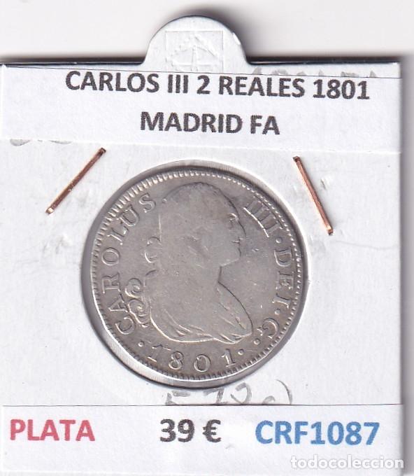 Monedas de Espa&ntilde;a: CRF1087 MONEDA ESPA&Ntilde;A CARLOS III 2 REALES 1801 MADRID FA PLATA