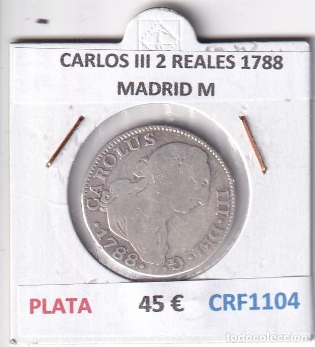 Monedas de Espa&ntilde;a: CRF1104 MONEDA ESPA&Ntilde;A CARLOS III 2 REALES 1788 MADRID M PLATA