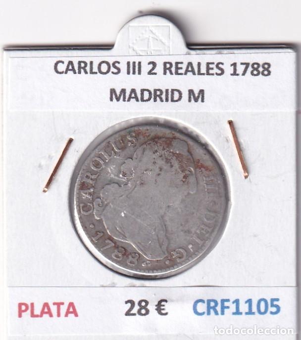 Monedas de Espa&ntilde;a: CRF1105 MONEDA ESPA&Ntilde;A CARLOS III 2 REALES 1788 MADRID M PLATA