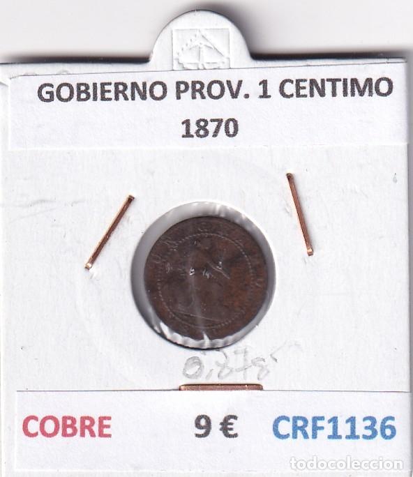 Monete da Spagna: CRF1136 MONEDA ESPA&Ntilde;A GOBIERNO PROVISIONAL 1 CENTIMO 1870 COBRE