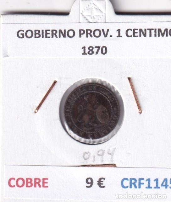 Monedas de Espa&ntilde;a: CRF1145 MONEDA ESPA&Ntilde;A GOBIERNO PROVISIONAL 1 CENTIMO 1870 COBRE