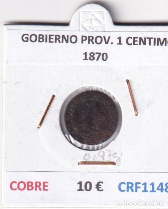 Monedas de Espa&ntilde;a: CRF1148 MONEDA ESPA&Ntilde;A GOBIERNO PROVISIONAL 1 CENTIMO 1870 COBRE