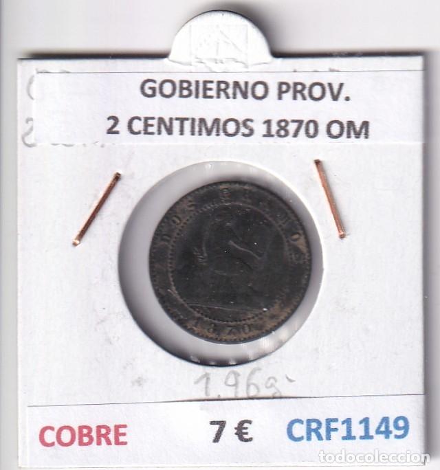 Monedas de Espa&ntilde;a: CRF1149 MONEDA ESPA&Ntilde;A GOBIERNO PROVISIONAL 2 CENTIMOS 1870 OM BARCELONA COBRE