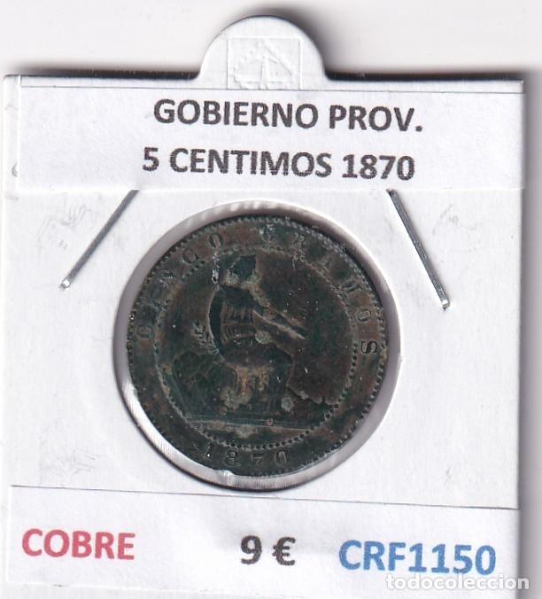 Monedas de Espa&ntilde;a: CRF1150 MONEDA ESPA&Ntilde;A GOBIERNO PROVISIONAL 5 CENTIMOS 1870 COBRE