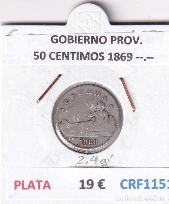 Monedas de Espa&ntilde;a: CRF1151 MONEDA ESPA&Ntilde;A GOBIERNO PROVISIONAL 50 CENTIMOS 1869 --.-- PLATA