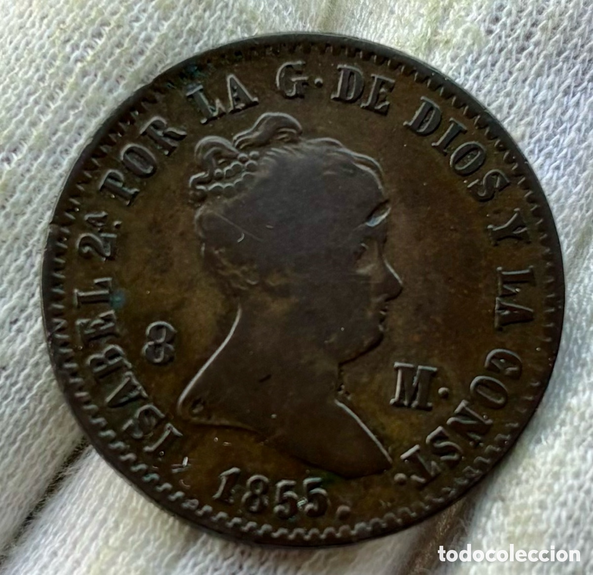 Monedas de Espa&ntilde;a: Moneda 8 Maravedis 1855 Barcelona. Isabel II
