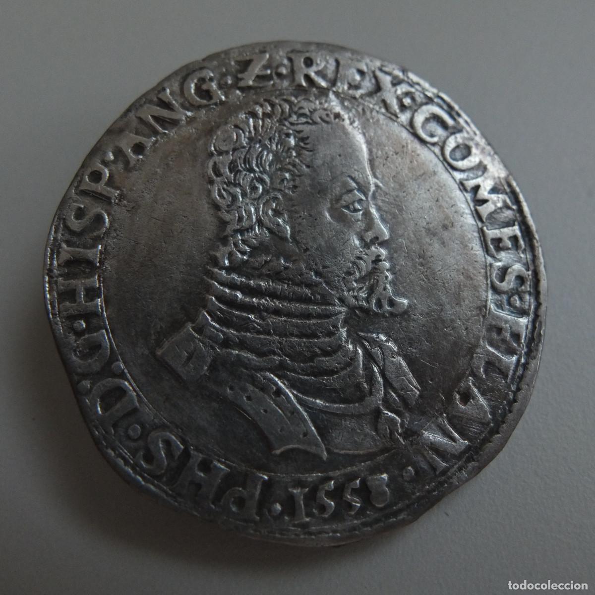 Monedas de Espa&ntilde;a: Moneda plata/ Escudo / Philipsdaalder / Felipe II / 1558 / Brujas / Tercios / Flandes