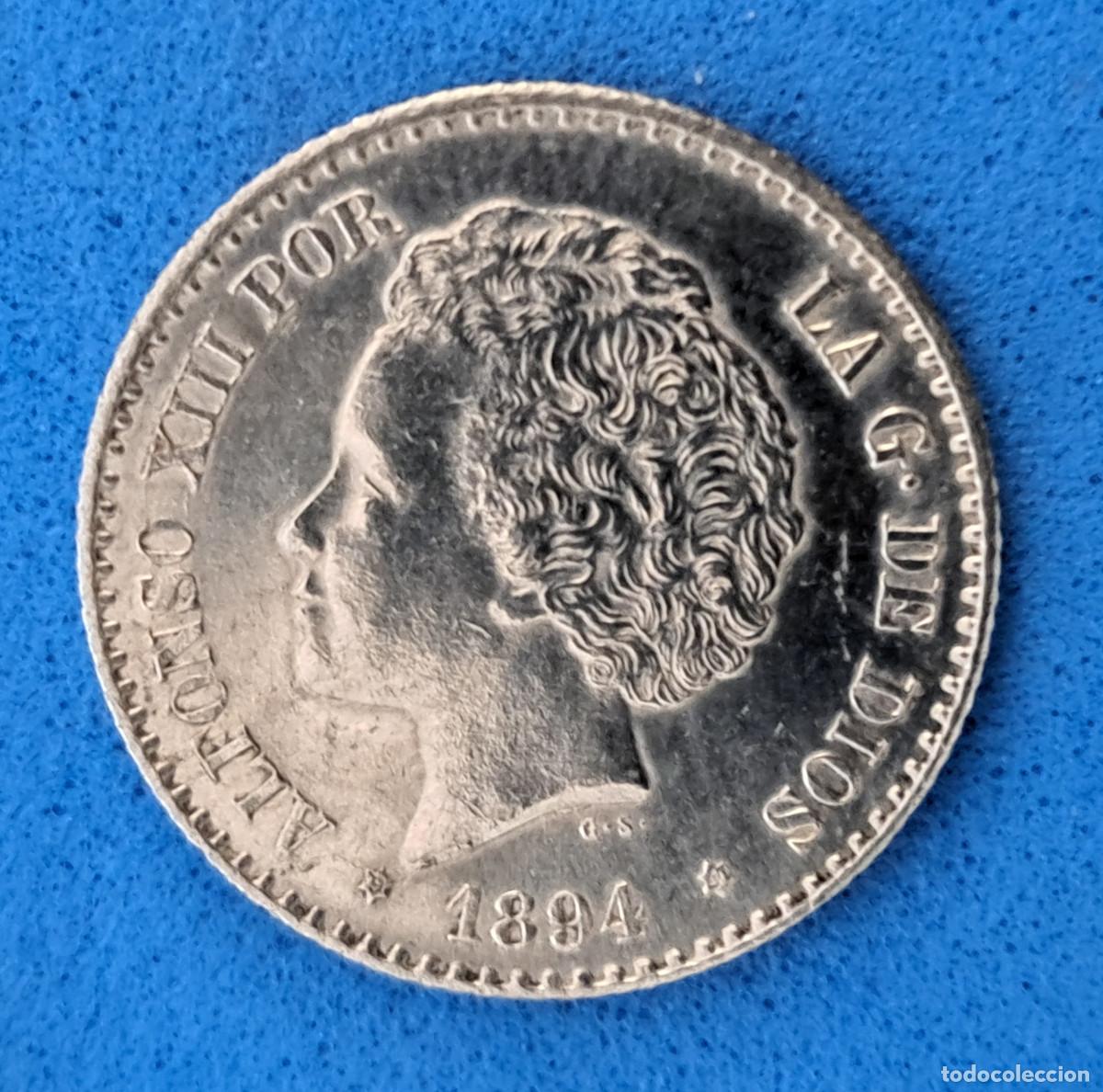 Monedas de Espa&ntilde;a: MONEDA DE PLATA - ALFONSO XIII - A&Ntilde;O 1894 - 50 C&Eacute;NTIMOS - Estrellas 9 Y 4