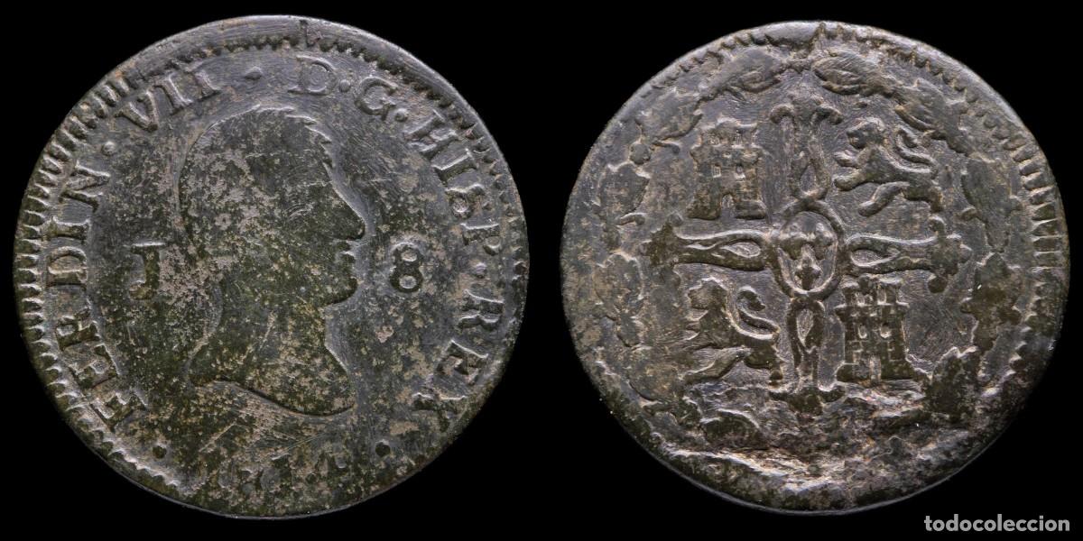 Monedas de Espa&ntilde;a: 1814, 8 Maravedis Ferdinand VII, Jubia Mint - 30 mm / 9,03 gr.