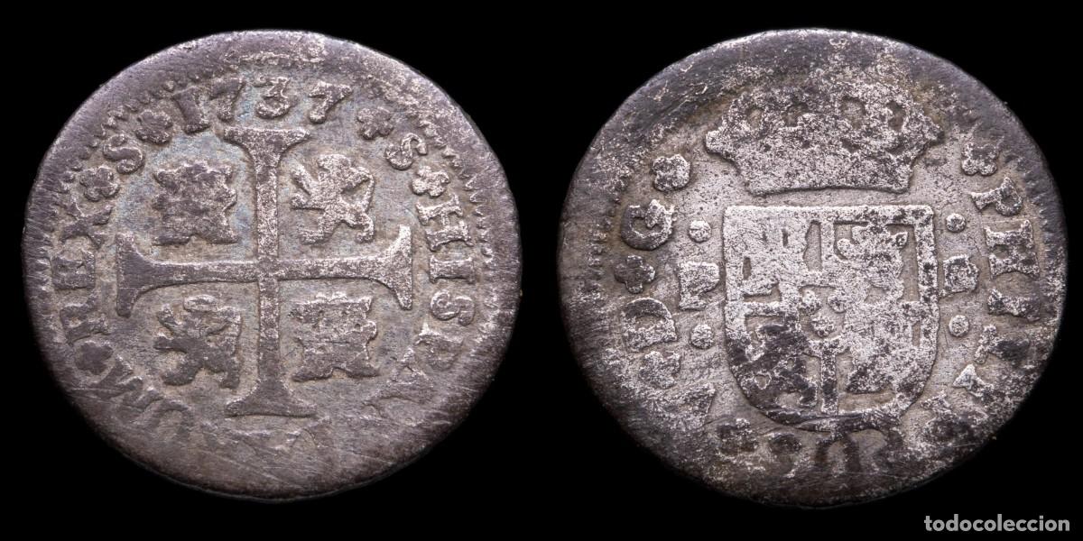 Monedas de Espa&ntilde;a: 1737, 1/2 Silver Real Philips V, Sevilla Mint - 15 mm / 1,28 gr.