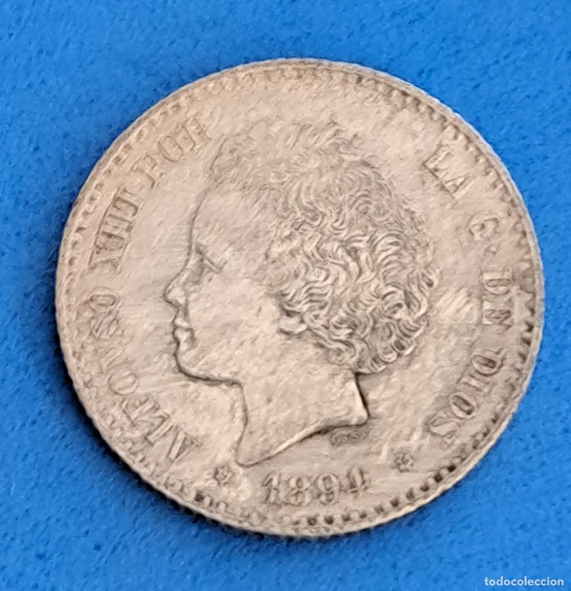 Monedas de Espa&ntilde;a: MONEDA DE PLATA - ALFONSO XIII - A&Ntilde;O 1894 - 50 C&Eacute;NTIMOS - Estrellas 9 Y 4