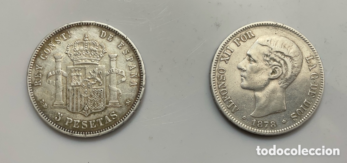 Monedas de Espa&ntilde;a: Lote dos monedas 5 pts 1878 -78(variantes)