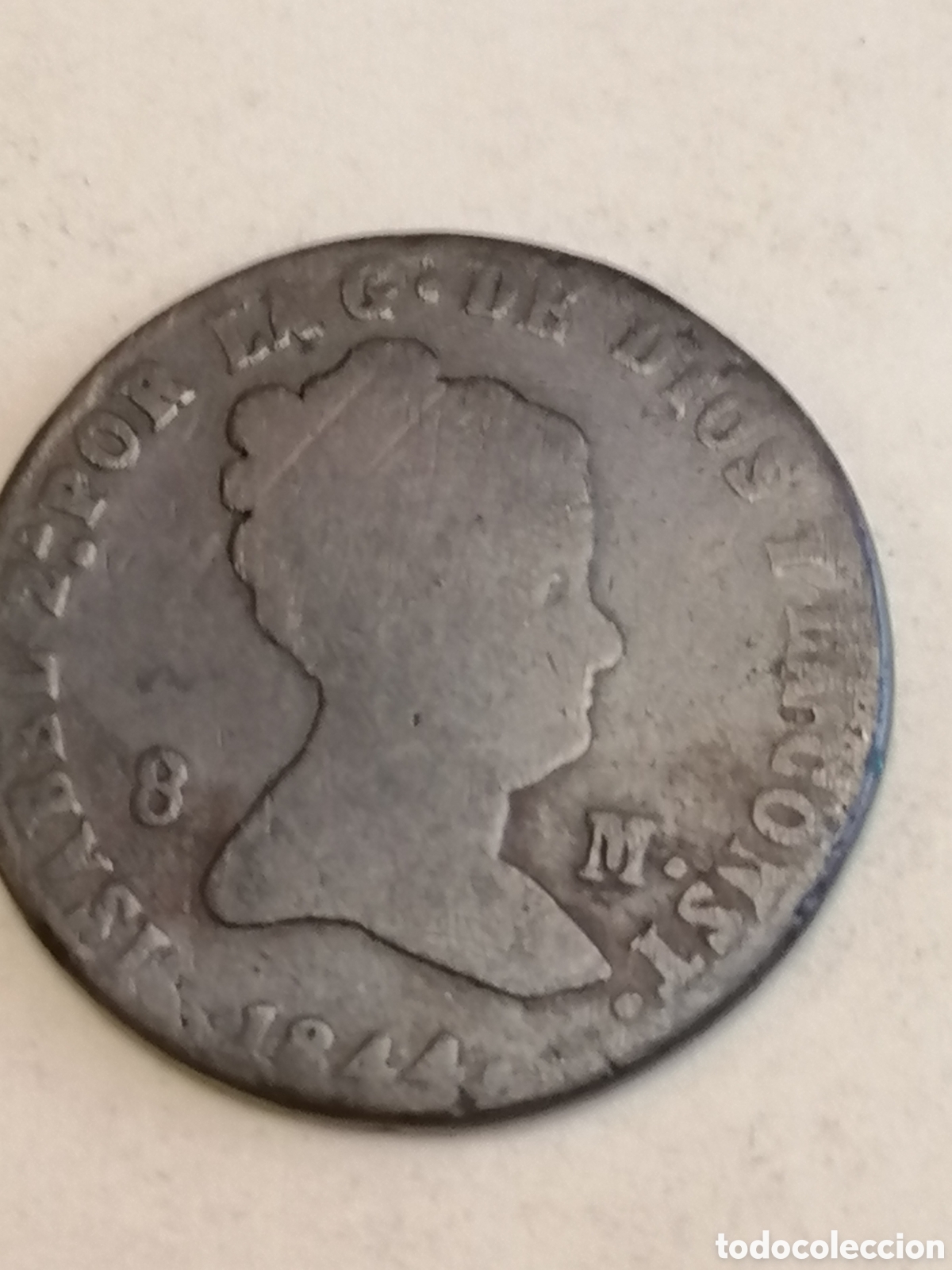Monedas de Espa&ntilde;a: Moneda Cobre 8 Maraved&iacute;s Isabel II 1844 Ceca Segovia ( Apenas Visible Marca De Ceca ) Espa&ntilde;a