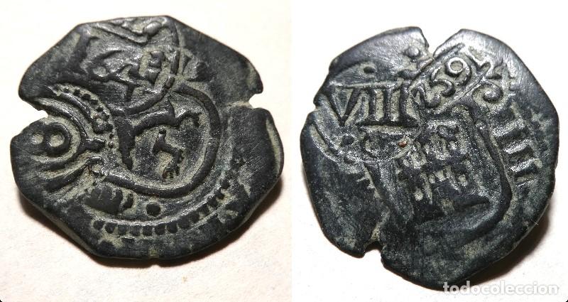 Monedas de Espa&ntilde;a: Moneda de 8 maraved&iacute;s resellados a identificar