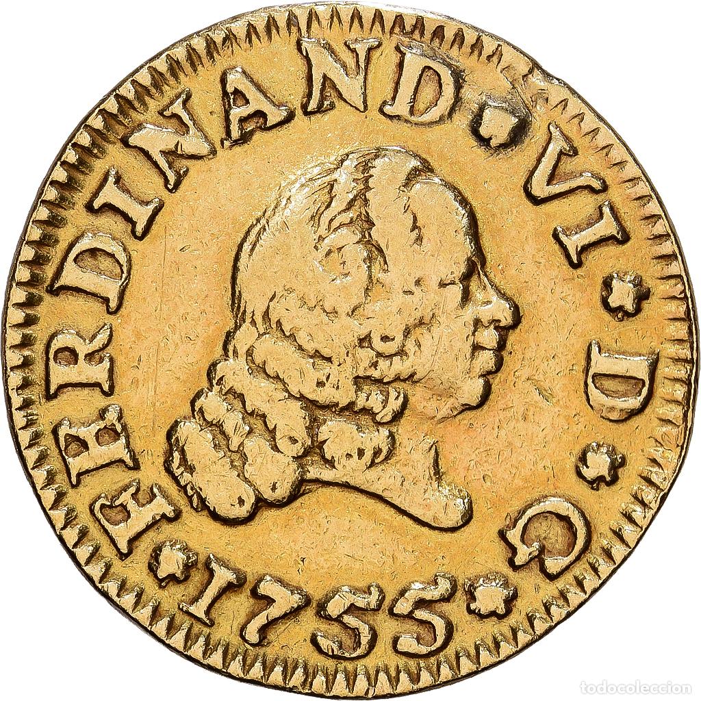 Monedas de Espa&ntilde;a: [#1121686] Espa&ntilde;a, Ferdinand VI, 1/2 Escudo, 1755, Segovia, Oro, MBC, KM:374
