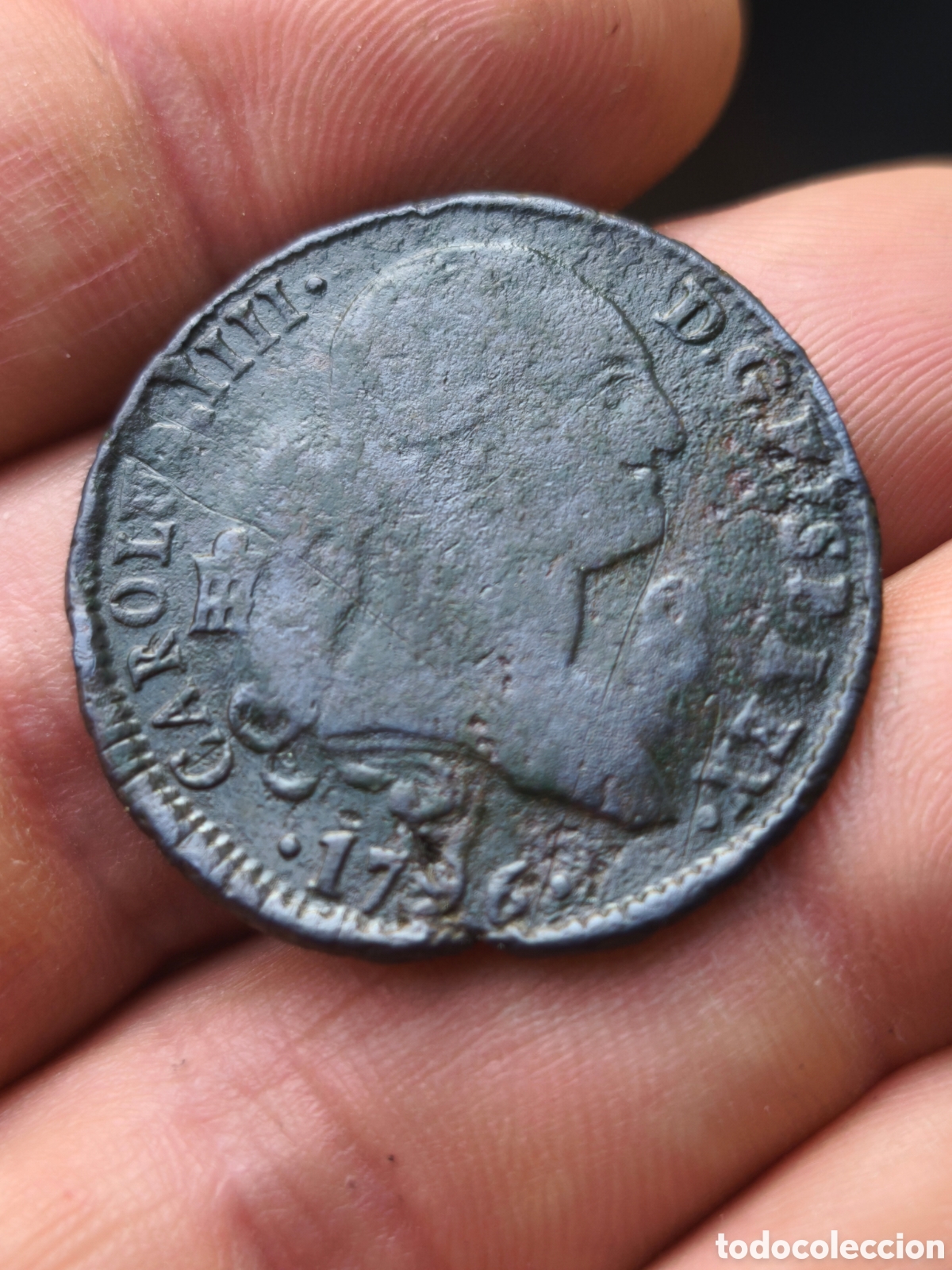 Monedas de Espa&ntilde;a: Carlos IV 1796 8 maravedis Segovia