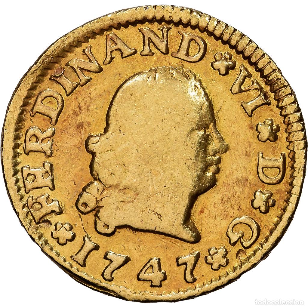 Monedas de Espa&ntilde;a: [#1121685] Espa&ntilde;a, Ferdinand VI, 1/2 Escudo, 1747, Seville, Oro, BC+, KM:373