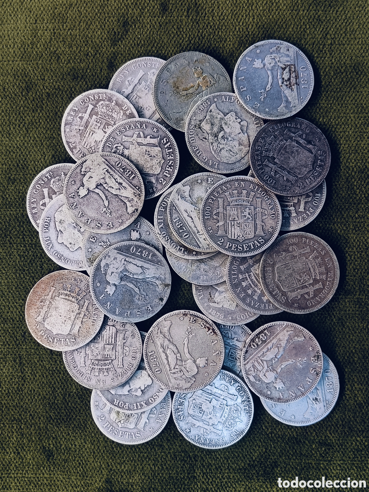 Monedas de Espa&ntilde;a: LOTE DE 29 MONEDAS DE 2 PESETAS DE PLATA . ALFONSO XII (11 PIEZAS) GOBIERNO PROVISIONAL (18 PIEZAS)