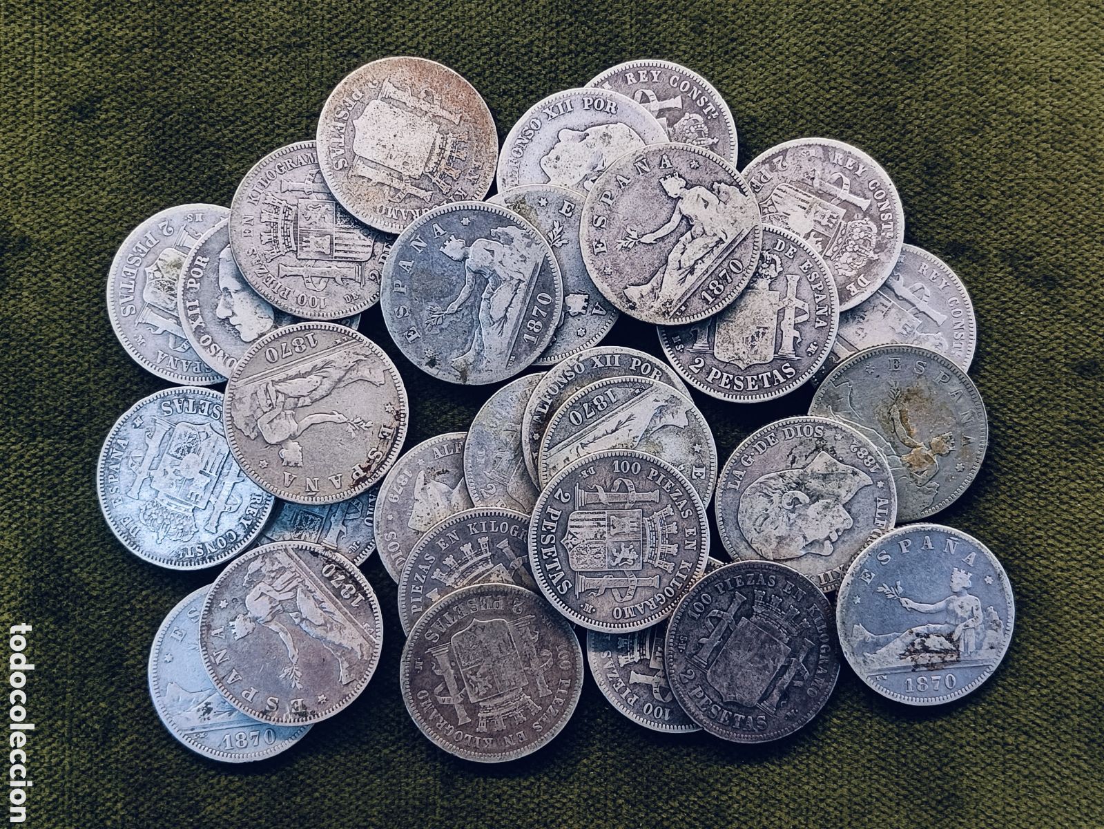 Monedas de Espa&ntilde;a: LOTE DE 29 MONEDAS DE 2 PESETAS DE PLATA . ALFONSO XII (11 PIEZAS) GOBIERNO PROVISIONAL (18 PIEZAS)