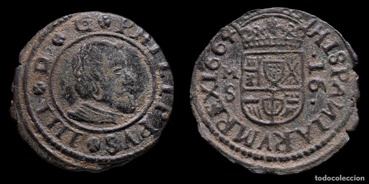 Monedas de Espa&ntilde;a: 1664, 16 Maravedis Philips IV, Madrid Mint (Assayed S) - 27 mm / 3,85 gr.