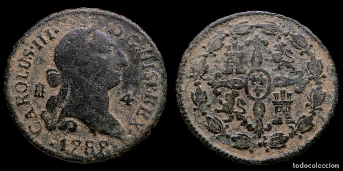 Monete da Spagna: 1788, 4 Maravedis Charles III, Segovia Mint - 26 mm / 5,15 gr.