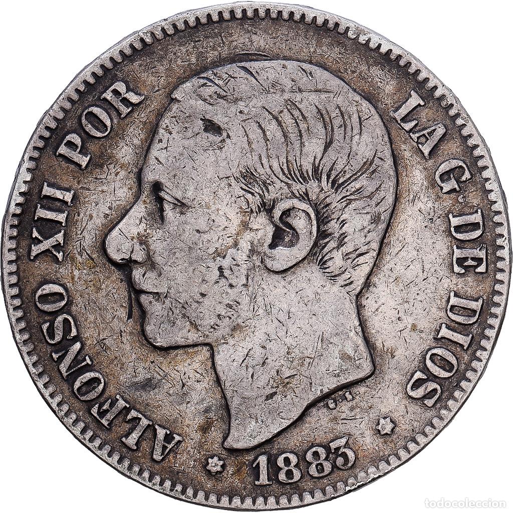 Monedas de Espa&ntilde;a: [#1117894] Moneda, Espa&ntilde;a, Alfonso XII, 5 Pesetas, 1883, Madrid, BC+, Plata, KM:688